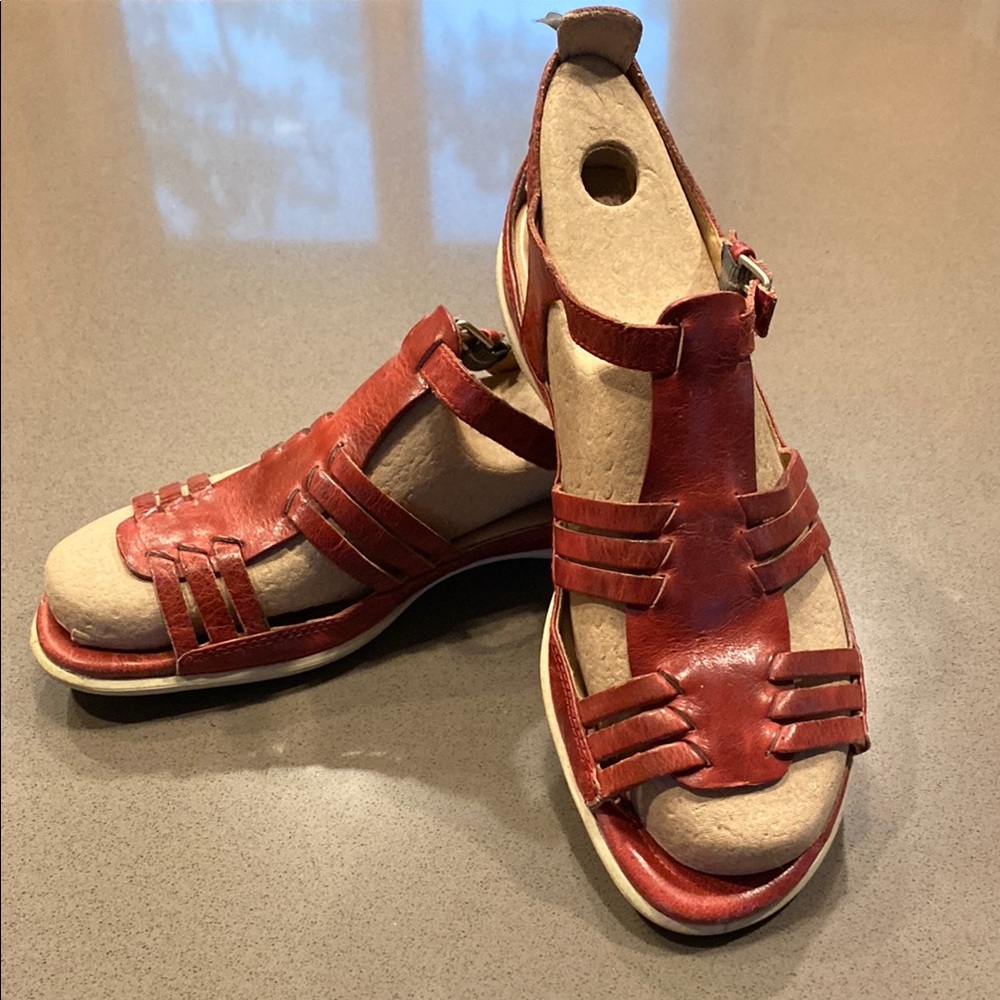 Red Ecco Leather Sandals